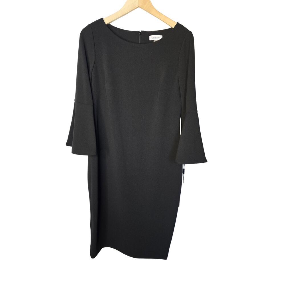 New! Calvin Klein Women's Peplum Sheath Dress, Black, Bell Sleeves, Size 10